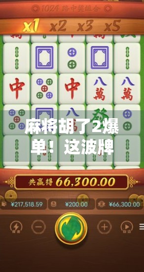 麻将胡了2爆单！这波牌运背后藏着怎样的流量密码？