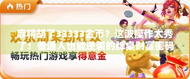 麻将胡了33333金币？这波操作太秀了！普通人也能逆袭的牌桌财富密码