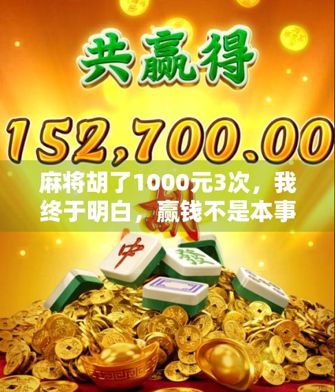 麻将胡了1000元3次,我终于明白,赢钱不是本事,输得起才是智慧 麻将胡了1000元3次,我终于明白,赢钱不是本事,输得起才是智慧